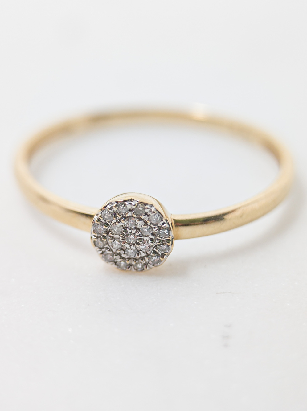 14K Yellow Gold Diamond Pave Cluster Ring, Size 6